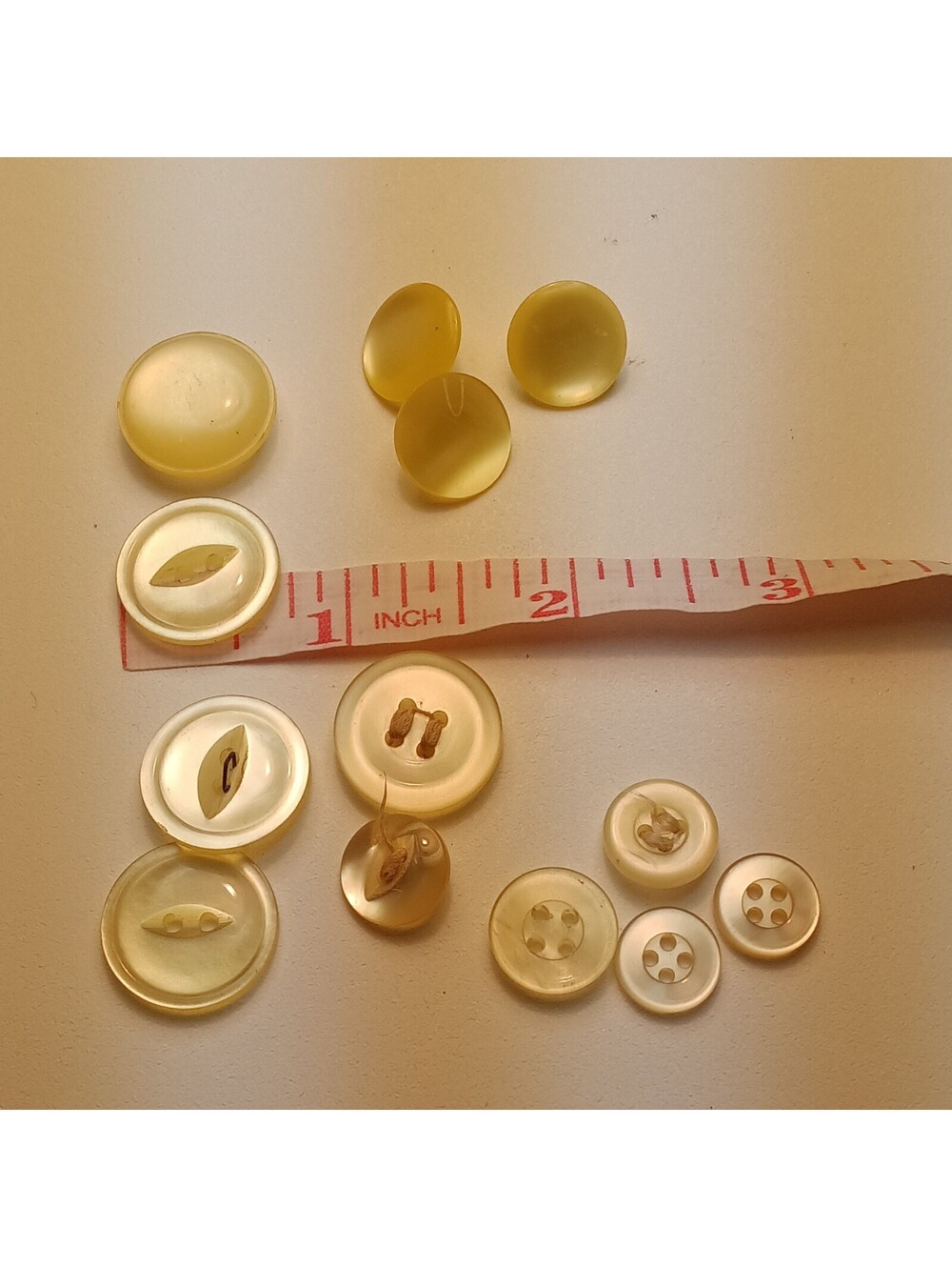 VTG Yellow Plastic Round Buttons Lot of 17 + 3 Old Surprise Buttons Enclosed